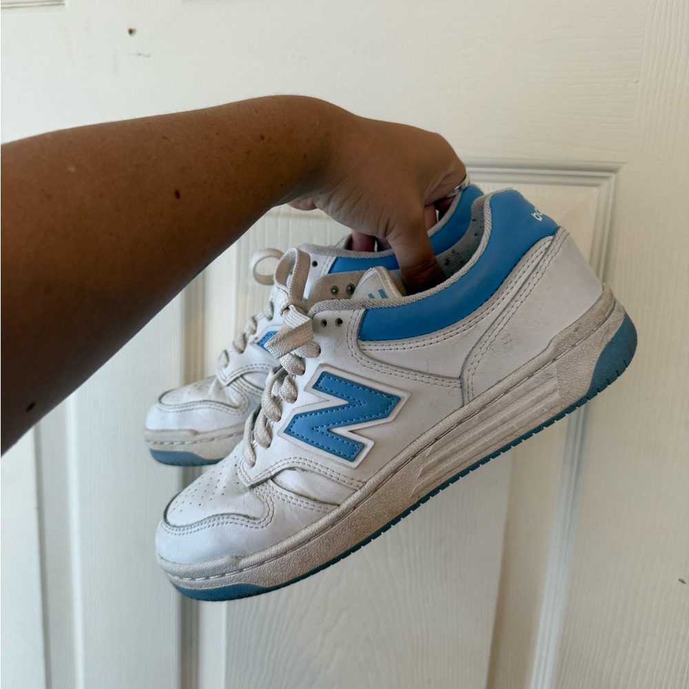 New Balance 480 White and Light Blue Athletic Shoes